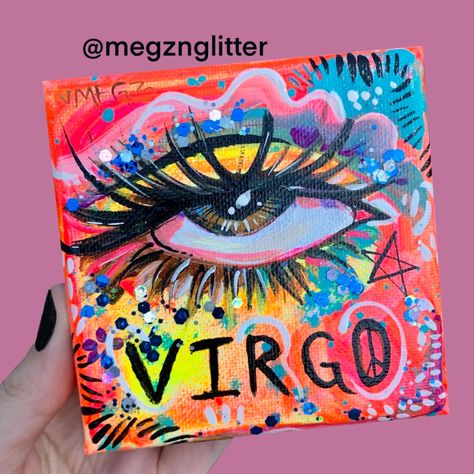 Virgo Painting Ideas, Virgo Painting, Megz Art, Wicked Artwork, Journal Designs, Virgo Art, Retro Art Prints, Psychadelic Art, Canvas Painting Designs