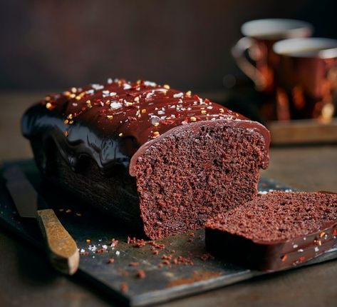 Chocolate Loaf Cake Recipe | olivemagazine Loaf Tin Cakes Recipes, Loaf Tin Cakes, Loaf Cake Decoration, Chocolate Bread Loaf, Loaf Photography, Chocolate Cake Photography, Chocolate Cake Loaf, Chocolate Chip Loaf Cake, Chocolate Tea Cake