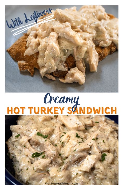 Hot Turkey Sandwich Crockpot, Turkey Dressing Sandwich Recipes, Creamed Turkey Sandwiches, Cheesy Turkey Sandwiches, Turkey Dressing Sandwiches, Cream Turkey Recipe, Hot Turkey Sandwich Recipes, Turkey And Dressing Sandwiches, Hot Turkey Sandwich With Gravy