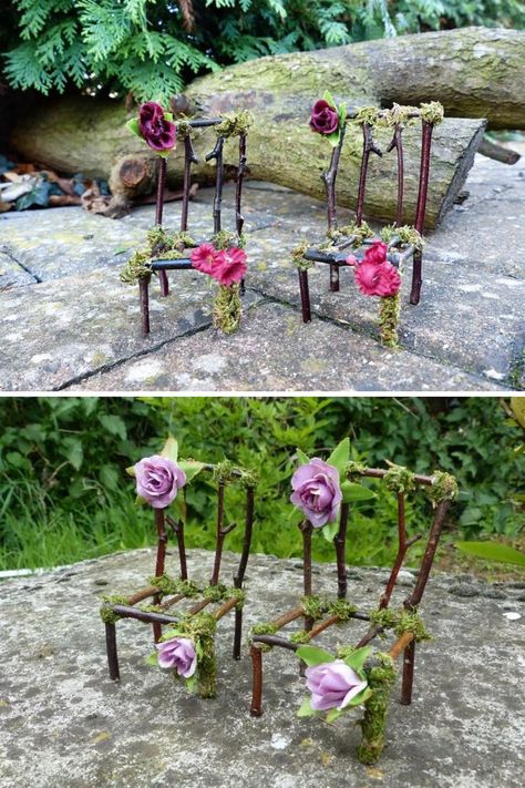 Flower Fairy Seats - Faery Chairs - Fairy Furniture, Fairy House, Miniature Garden, Fairy Garden, Fairy Accessories, Faery Garden, Dollhouse Fairy Garden Tools, Fairy Garden Chairs, Fairy Bed, Ooak Fairy, Fairy Home, Fairy Accessories, Fairy Wands, Fairy Furniture, Faeries Gardens