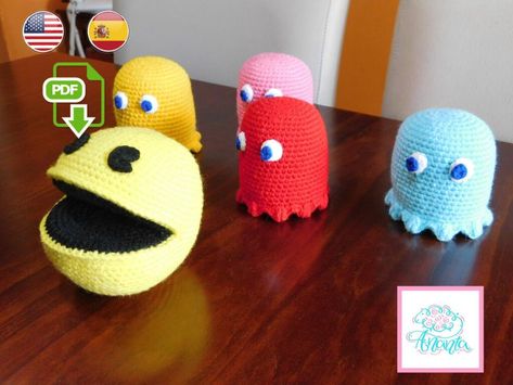 Keep Calm and Om Nom With This Fun Pac-Man Amigurumi Pattern Set For Crocheters | KnitHacker Crochet Game, Pet Sweaters, Waka Waka, Knit Toys, Crochet For Boys, Crafts With Pictures, Pet Fashion, Basic Crochet Stitches, Pac Man