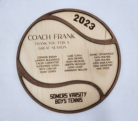 Tennis Coach Plaque, Thank You Tennis Gift, Wood plaque senior gift 2024, Custom Tennis Team Memento Keepsake, Personalized Tennis ball Senior Tennis Gifts, Tennis Coach Gift Ideas, Coach Plaque, Wooden Envelope, Tennis Team Gifts, Tennis Ideas, Coach Gift Ideas, Diy Laser Engraver, Tennis Coach Gift