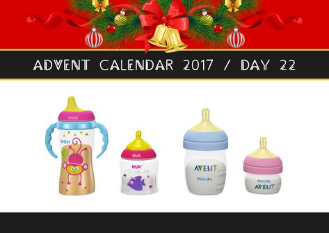 ADVENT CALENDAR 2017 / DAY 22 - Toddler Sippy Cup and Bottles Avent Natural Bottles, Avent Bottles, Toddler Sippy Cups, Sims 4 Kitchen, Sims Baby, Toddler Cup, Calendar 2017, The Sims 4 Packs, Toddler Room Decor