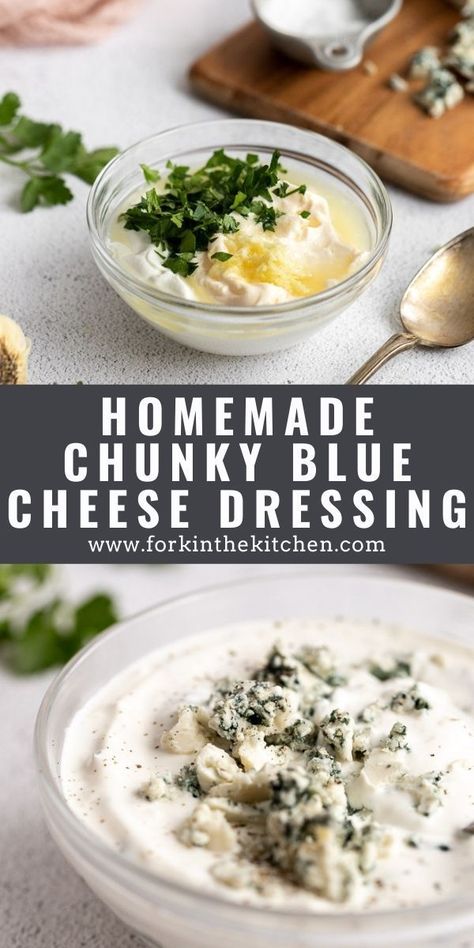 Blue Cheese Dressing For Wings, Dressing With Yogurt, Homemade Blue Cheese Dressing, Homemade Blue Cheese, Blue Cheese Dressing Recipe, Blue Cheese Recipes, Tofu Chicken, Blue Cheese Dip, Homemade Buffalo Sauce