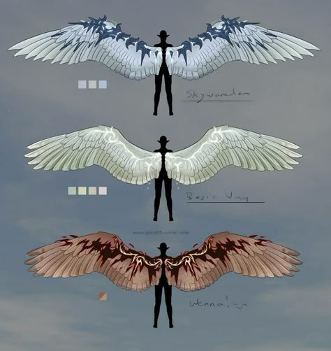 Human With Wings Character Design, Fantasy Wings Art, Growing Wings Drawing, Angel Wings Concept Art, Person With Wings Art, Fae Wings Drawing, Winged Person Art, Clothes For Winged Characters, Winged Oc Art