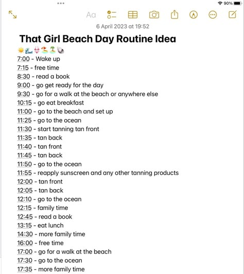 Beach Day Routine, Summer Day Schedule, How To Look Good At The Beach, How To Be A Beach Girl, Beach Morning Routine, What To Do At The Beach, Beach Schedule, Beach Day Checklist, Summer Day Routine