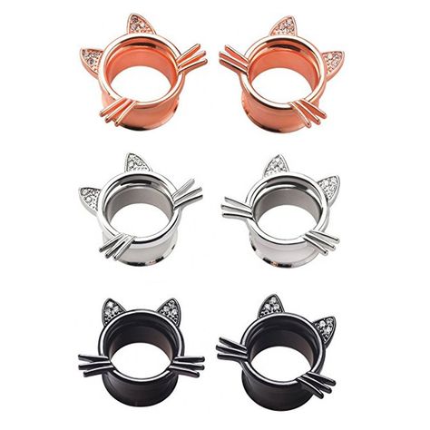 PRICES MAY VARY. Material:zircon+316L surgical steel. Gauge:9/16"(14mm) You will receive 3 pairs ear plugs in the same size but different color as the photo shows Unisex Condition Screw fit tunnels, easy insertion and removal! Gift bag included . IPINK -Cute Kitten Cat Ear Plugs Tunnels Gauges Stretcher Piercings 3 Pairs 2G-25mm Sterling Silver Toe Rings, Boho Crystal, Photo Locket Necklace, Silver Toe Rings, Body Jewelry Piercing, Tunnels And Plugs, Ear Gauges, Cute Kitten, Cat Ear