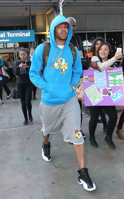 Chris Brown rocking the Air Jordan Retro 12 "playoff" edition. This are said to be released April 2012 Air Jordan 12 Outfit Men, Jordan 12 Outfit Men, Jordan 13 Outfit Men, Air Jordan 13 Outfit, Jordan 12 Outfit, Chriss Brown, 2pac Tattoos, King Of New York, Celebrity Sneakers