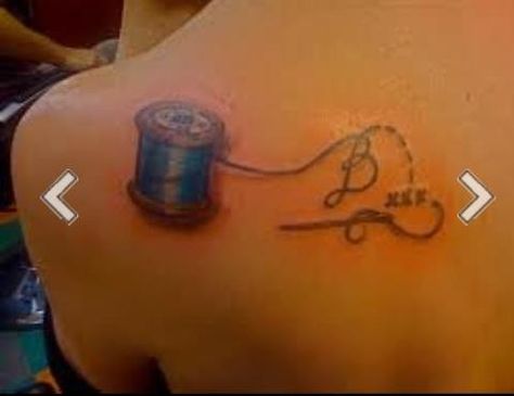 Spool of thread tattoo Sewing Tattoo Ideas, Sewing Tattoo, Independent Tattoo, Scars Tattoo, Tato 3d, Sewing Tattoos, Tattoo Over Scar, Scar Cover Up, Tattoos To Cover Scars