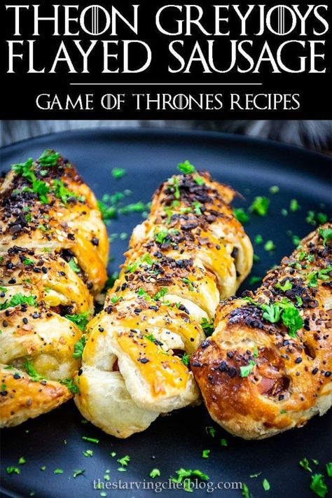 Theon Greyjoy's Flayed Sausage | Game of Thrones Inspired Recipes House Of The Dragon Recipes, Game Of Thrones Food Recipes, Game Of Thrones Recipes, Fantasy Food Recipes, Literature Recipes, Medieval Dinner, Fantasy Recipes, Movie Inspired Recipes, Nerdy Food