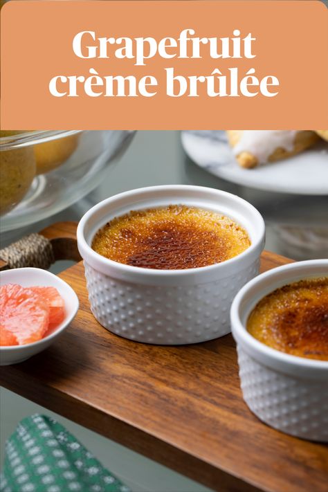 Peach Creme Brulee, Lemon Cheesecake Crème Brûlée, Creme Brulee Flavored Desserts, Grapefruit Creme Brulee, Spring Creme Brulee, Crème Brûlée Recipe, Creme Brulee Recipe, Brulee Recipe, Recipe Box