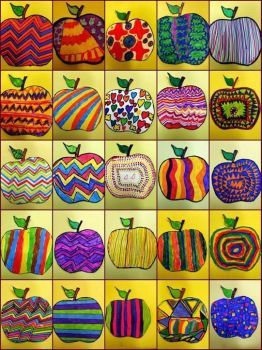 Grade 1 Art, Classe D'art, 2nd Grade Art, Fall Art Projects, Apple Art, Collaborative Art, Kindergarten Art, Art Lessons Elementary, School Art Projects