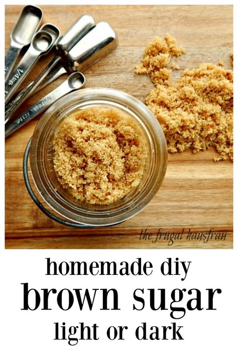 Brown Sugar Recipes Easy, Dark Brown Sugar, Diy Brown Sugar, Making Brown Sugar, Homemade Brown Sugar, How To Make Brown Sugar, Dark Brown Sugar Recipes, Brown Sugar Homemade, Frugal Cooking