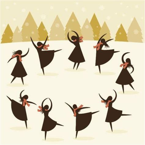 The Ninth Day of Christmas ... Nine Ladies Dancing representing the nine fruits of the Holy Spirit. Can you name the fruits of the Holy Spirit? 9 Ladies Dancing 12 Days, Nine Ladies Dancing Ideas, Christmas Linocut, 9 Ladies Dancing, Nine Ladies Dancing, Lady Dancing, Ladies Dancing, 12 Days Of Xmas, Christmas Giveaway