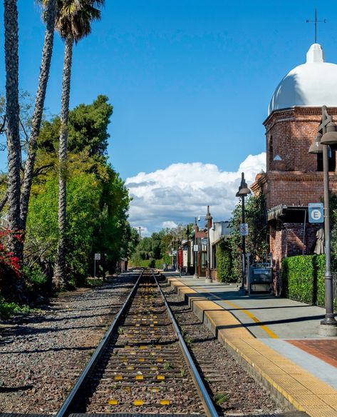 The historic train tracks in San Juan Capistrano, California. Rio San Juan, San Juan Capistrano, Travel Plan, Train Tracks, Latin American, Heaven On Earth, The Village, Railroad Tracks, West Coast