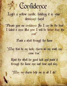 Confidence Spell, Witch Spells, White Magic Spells, Witchcraft Spells For Beginners, Charmed Book Of Shadows, Real Witches, Spells For Beginners, Yellow Candles, Wiccan Magic