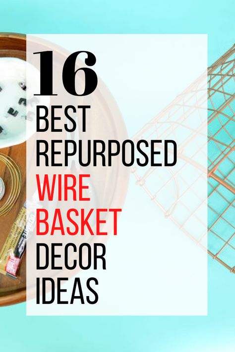 Repurposed Hanging Baskets, Repurpose Wire Basket, Wire Basket Repurpose Ideas, Farmhouse Wire Baskets Decorating Ideas, How To Decorate A Wire Basket, Metal Wire Basket Decor Ideas, Decorating With Metal Baskets, Wire Planter Basket Ideas, Large Wire Basket Decor Ideas