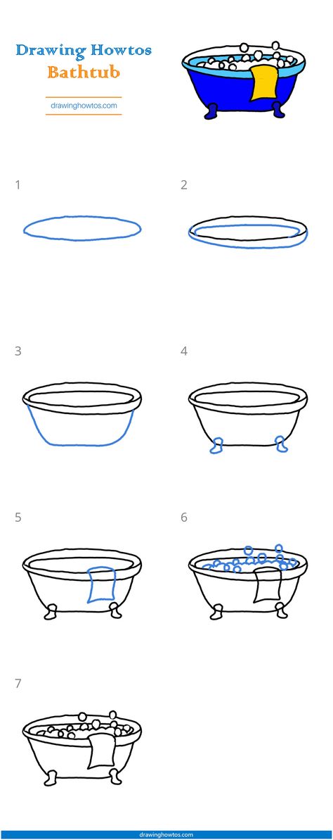 How To Draw A Bathtub, Bathtub Doodle, Bathtub Drawing, Bathtub Pictures, Bathroom Things, Easy Drawing Guides, Bubble Drawing, Bad Drawings, Drawing Guides