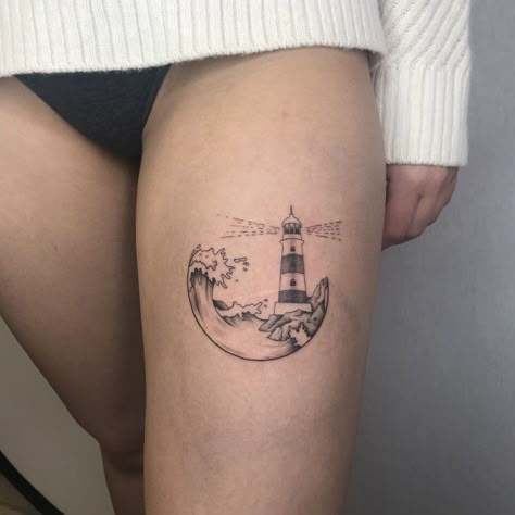 Tatuaje Cover Up, Skin Color Tattoos, Boat Tattoo, Lighthouse Tattoo, Waves Tattoo, Dream Tattoos, Tattoo Designs For Women, Tattoo Models, Creative Tattoos