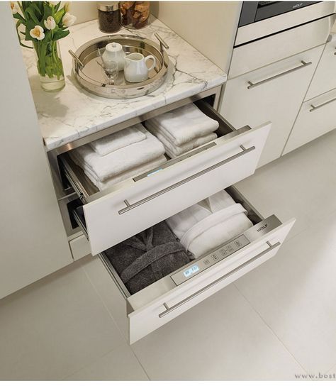 Towel warming drawers for your bathroom (Wolf appliances available via Clarke) Towel Warmer Drawer, Wolf Appliances, Bathroom Drawers, Decorating Bathroom, Steam Showers Bathroom, Warming Drawer, Towel Warmer, Bathroom Spa, Bathroom Towel