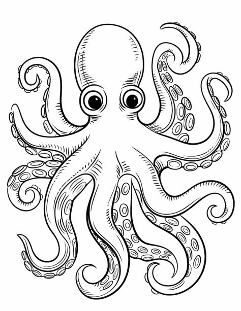 10 Easy Octopus Coloring Pages for a Fun Craft Activity Octopus Coloring, Octopus Colors, Octopus Coloring Page, Under The Sea Crafts, Octopus Drawing, Sea Crafts, Easter Coloring Pages, Easter Colouring, Coloring Activity