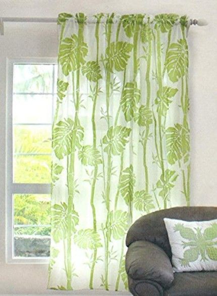 Tropical Window Curtains - The Hawaiian Home Tropical Windows, Tropical Curtains, Hawaiian Artists, Bathroom Window Treatments, Hawaiian Homes, Leaf Curtains, Window Curtain Rods, Kitchen Window Treatments, Home Curtains