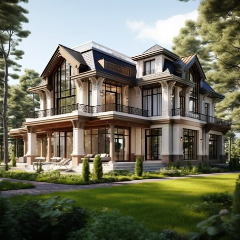 Wooden houses in the American classic style American House Interior, Wooden Mansion, Classic American House, English Houses, Usa House, Bungalow Style House Plans, American Houses, Modern Home Interior Design, American House