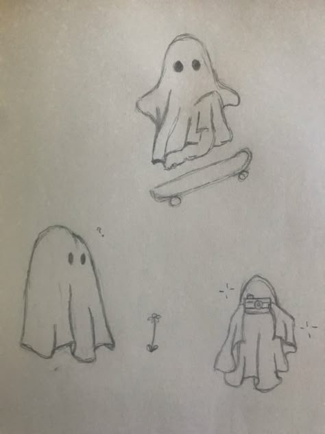 Alt Ghost Drawing, Things To Sketch Halloween, Types Of Ghosts Drawing, Runaway Ghost Drawing, Ghost Person Art, Lil Ghost Drawing, Gost Drawings Aesthetic, Ghost Drawings Easy, How To Draw Ghosts