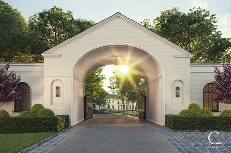 Manor Entrance, Estate Entrance, Modern Door Design, William Hefner, Holistic Design, Farm Plans, Front Gate Design, Entrance Gates Design, House Gate Design