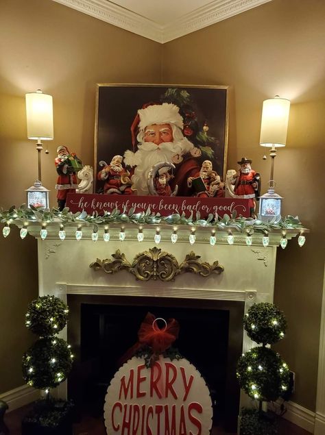 Santa Christmas Mantle, Santa Home Decor, Santa Christmas Decor, Christmas Mantel, Christmas Mantel Decorations, Christmas Mantle, Christmas Mantels, Mantel Decorations, Very Merry Christmas