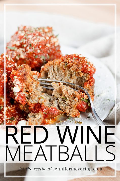 Wine Meatballs, Red Wine Tomato Sauce, Tasty Meatballs, Red Wine Sauce, Meatball Recipe, Wine Sauce, Meatball Recipes, Parmesan Cheese, Clean Eating Snacks