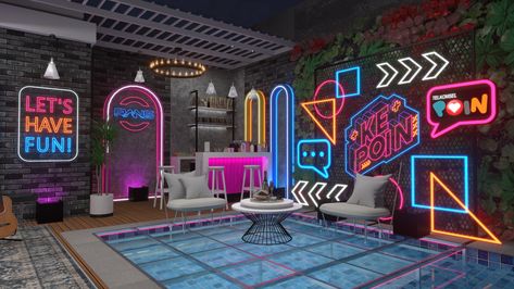 KEPOIN on Behance Neon Cafe, 30 Anniversary, Atelier Design, Tv Set Design, Stage Set Design, Laser Tag, Gaming Room Setup, Cafe Interior Design, Neon Party