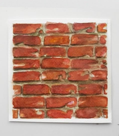 Brick Wall Texture Drawing, Brick Texture Architecture Drawing, Realistic Texture Drawing, Brick Wall Watercolor, Watercolour Bricks, Bricks Texture Drawing, Brick Texture Paint, Brick Texture Drawing, Realistic Wall Painting