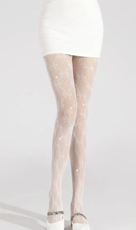 White Sheer Tights, White Pantyhose Outfit, White Stockings Outfit, White Lace Tights, Black Stockings Outfit Classy, Black Stockings Outfit, Stocking Outfits, Stockings Outfit Classy, Cute Tights