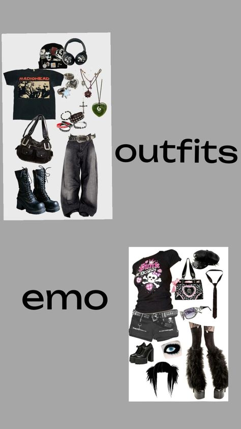 #emo #outfit #dlaciebie Emo Costume, Winter Emo Outfits, Grunge Emo Outfits, 2000s Emo Outfits, Emo Y2k, Emo Outfit Ideas, Y2k Punk, Emo Fits, 2000s Emo