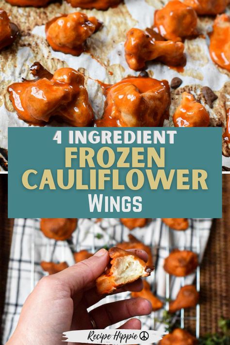 These delicious buffalo cauliflower wings are seriously amazing. The recipe uses frozen cauliflower, which we all have a bag of SOMEWHERE in our freezers! And since there are only 4 ingredients, it is a great easy healthy snack idea for partys! You really have to try them, they're DELICIOUS! #cauliflowerbuffalowings Frozen Cauliflower Recipes, Frozen Vegetable Recipes, Buffalo Cauliflower Wings, Baked Buffalo Cauliflower, Easy Healthy Snack, Frozen Cauliflower, Cauliflower Buffalo Wings, Cauliflower Wings, Appetizers Easy Finger Food