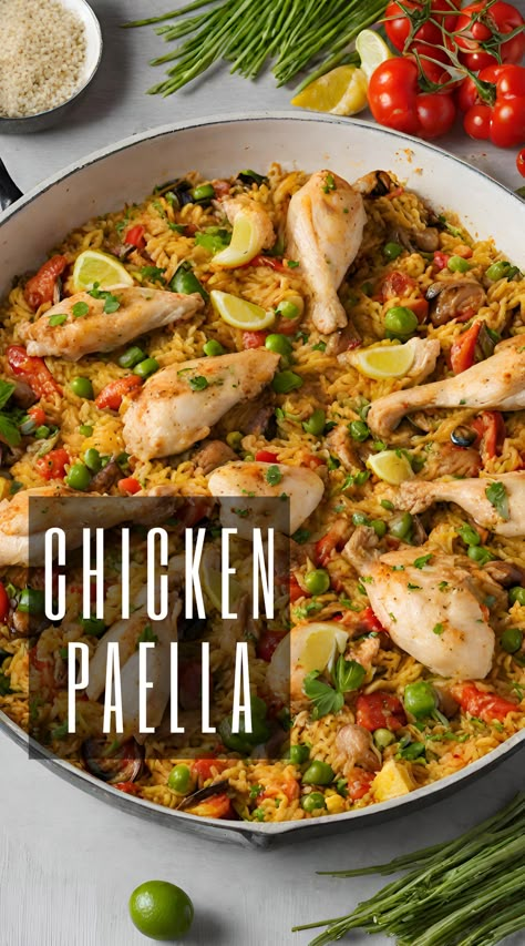 Chicken Paella Meat Paella Recipe, Chicken Paella Recipe Authentic, Baked Paella Recipe, Chicken Paella Recipe Easy, Paella Recipe Authentic, Traditional Spanish Paella Recipe, Chicken Paella Recipe, Paella Chicken, Chicken And Chorizo Paella Recipe