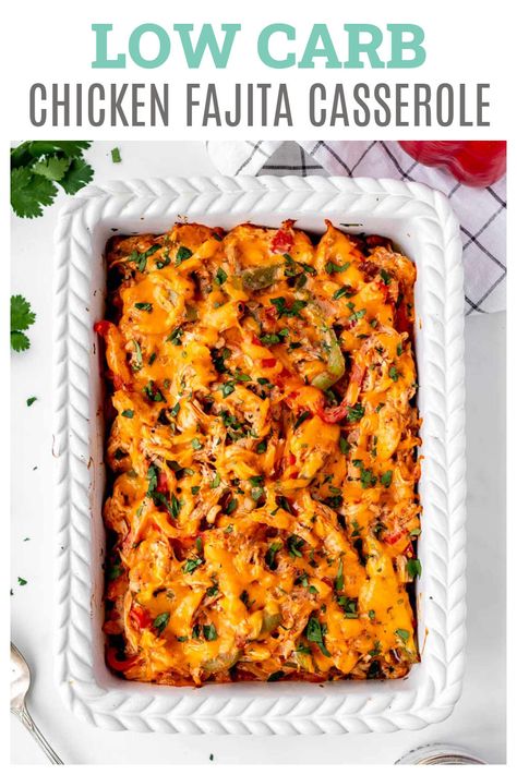 Low Calorie Chicken Casserole, Low Carb Kid Friendly Meals, Low Carb Chicken Casserole Recipes, Chicken Fajita Seasoning, Fajita Bake, Fajita Casserole, Low Calorie Chicken, Chicken Fajita Casserole, Baked Chicken Fajitas