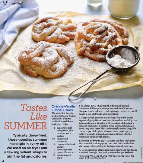 Funnel Cakes, Vanilla Greek Yogurt, Cake Shapes, Funnel Cake, Orange Zest, Few Ingredients, Ground Cinnamon, How To Slim Down, Colorado Springs