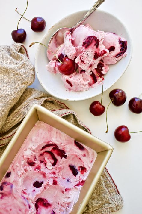 Black Cherry No Churn Frozen Yogurt — COOK EAT COMPETE Cherry Nice Cream, Clean Meals, Healthy Food Swaps, Cherry Ice Cream, Cherry Chocolate, Fruit Ice, Food Swap, Frozen Cherries, Cherry Recipes