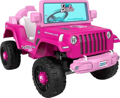 Power Wheels Barbie Jeep Wrangler Toddler Ride-On Toy with Driving Sounds, Multi-Terrain Traction, Seats 1, Ages 2+ Years, Large, Multicolor#powerwheels Barbie Jeep Wrangler, Hot Wheels Jeep, Barbie Jeep, Power Wheels Jeep, Red Jeep, Mattel Shop, Power Wheels, Barbie Toys, Barbie Party