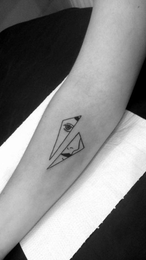 Shattered glass face tattoo on the forearm Shattered Glass Tattoo, Interior Design Tattoo, Tattoos Minimal, Glass Tattoo, Minimal Tattoos, Inspiration Tattoos, Disney Tattoo, E Tattoo, Tattoo Feminina