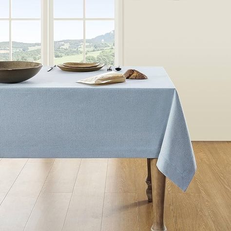 Amazon.com: ZeeMart Basic Blue Table Cloth, Farmhouse Faux Linen Style Rectangle Tablecloths 52 x 70 Inch Blue Chambray, Wrinkle Resistant Washable Heavy Weight Polyester Table Cloth : Home & Kitchen Blue Table Cloth, Blue Tablecloth, Rectangle Tablecloth, Printed Napkins, Blue Table, Furniture Slipcovers, Rectangle Table, Linen Style, Linen Textile