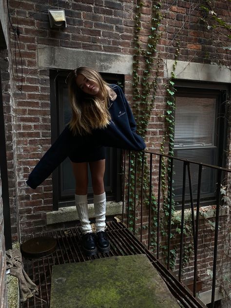 Doc Martens With Leg Warmers, Legs Up The Wall Pose, Leg Warmers Aesthetic, Legwarmers Outfit, Boston In The Fall, Poses Photoshoot Ideas, Views Aesthetic, Aesthetic Views, Legs Up The Wall