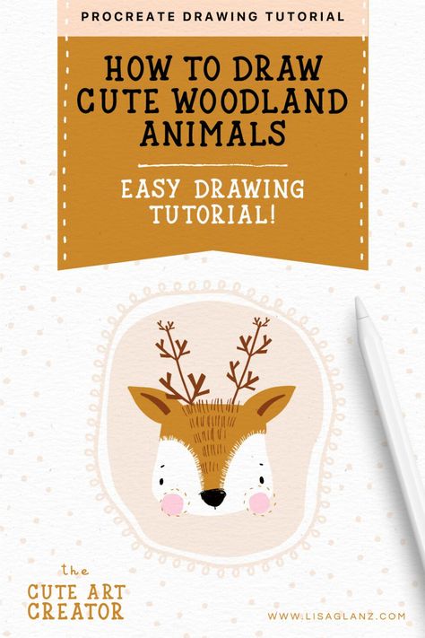 how-to-draw-cute-woodland-animals-blog Forest Drawing With Animals, Procreate Tutorials, Writing Childrens Books, How To Draw Cute, Procreate Tips, Procreate Ipad Tutorials, Forest Drawing, Illustration Series, Ipad Tutorials