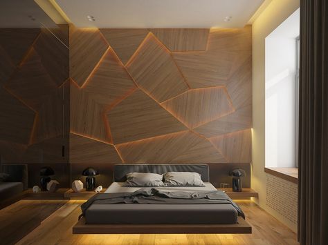 18 Adorable Bedrooms With Textured Walls That You Are Going To Love Bedroom Wall Texture, Bedroom Lighting Design, Paneled Walls, Quotes Canvas, Wood Accent Wall, Mens Bedroom, Bedroom Accent, Accent Wall Bedroom, Joel Osteen