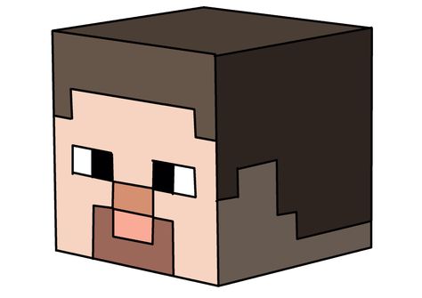 Steve Minecraft head Minecraft Steve Head, Minecraft Heads, Minecraft Costumes, Minecraft Steve, Paper Houses, Kids Cake, Drawing Ideas, Starfish, Minecraft