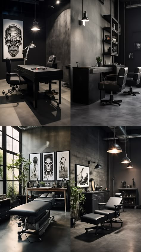 Small Tattoo Shop Interior, Small Tattoo Studio, Tattoo Shop Interior, Tattoo Shop Decor, Tattoo Studio Interior, Tattoo Lounge, Tattoo Studio Design, Salon Designs, Private Tattoos