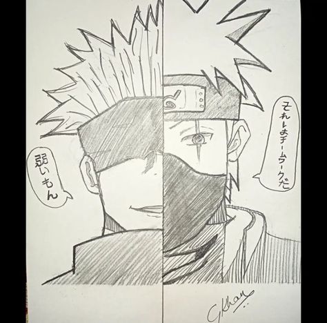 This is a sketch about two charecters of two different animes Gojo And Kakashi Drawing, Gojo Satoru Drawing Easy, How To Draw Gojo Satoru, Gojo Sketching Easy, Gojo Drawing Sketch, Gojo Drawing Easy, Gojo And Kakashi, Kakashi And Gojo, Kakashi Hatake Sketch