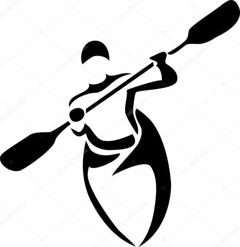 Kayak Drawing, Kayak Tattoo, Kayak Art, Canoe Slalom, Kayak Stickers, Kayak Paddle, Cricut Projects Beginner, Stencil Templates, Silhouette Stencil